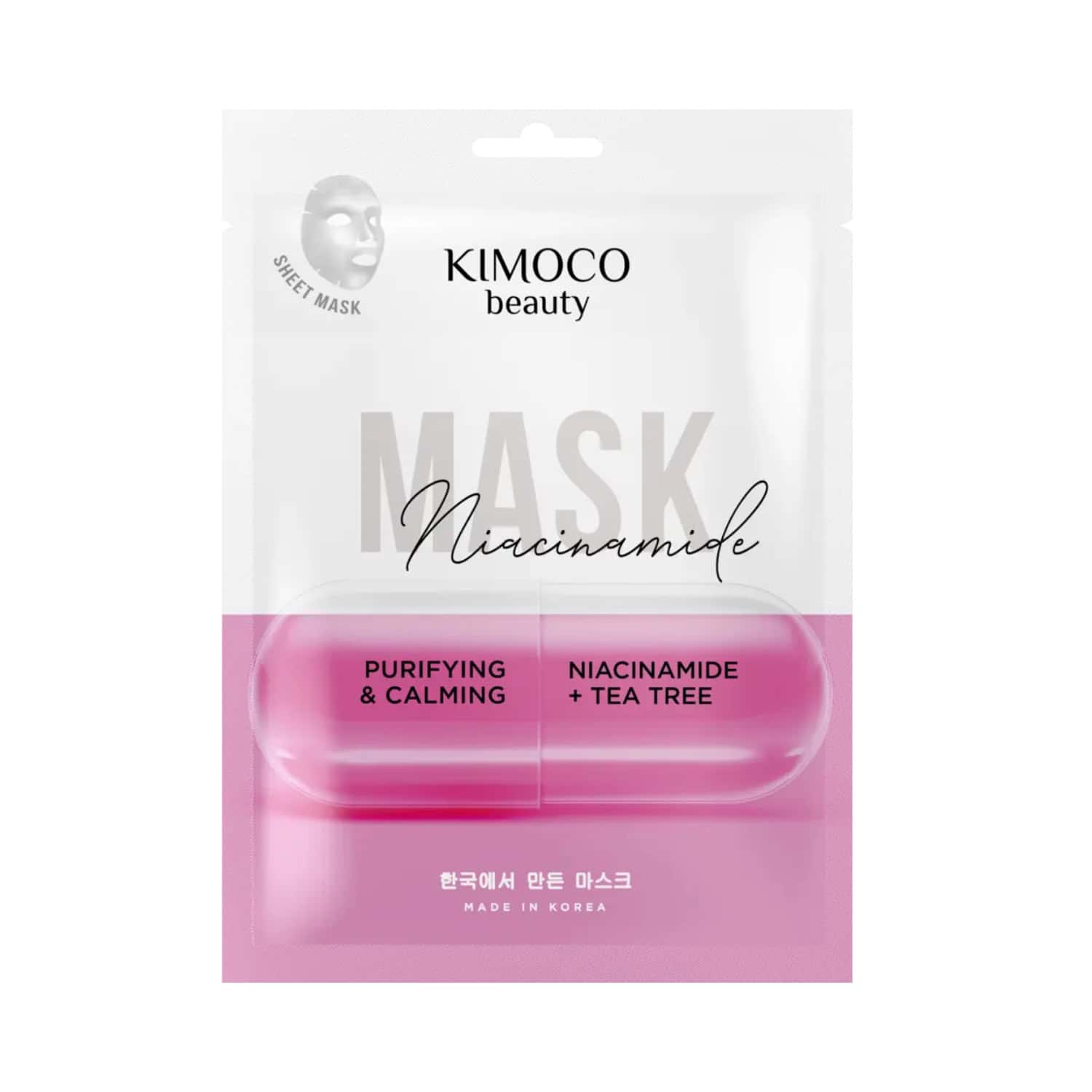 KIMOCO Beauty-Καταπραϋντική Μάσκα Προσώπου με Νιασιναμίδη και Εκχύλισμα Δέντρου Τσαγιού, 23ml